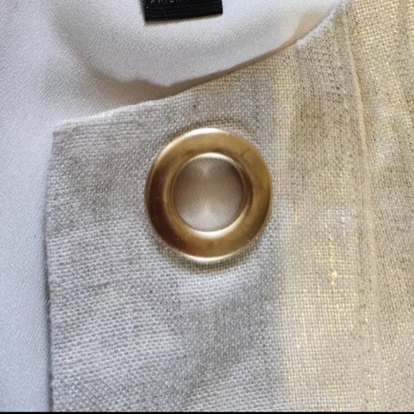 J. Crew Beige Shimmer Metallic 100% Linen Shift Dress Gold Grommets Size 8 Med M - Picture 5 of 9